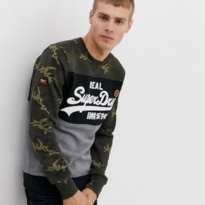 Superdry Vintage logo crew neck sweat in camo